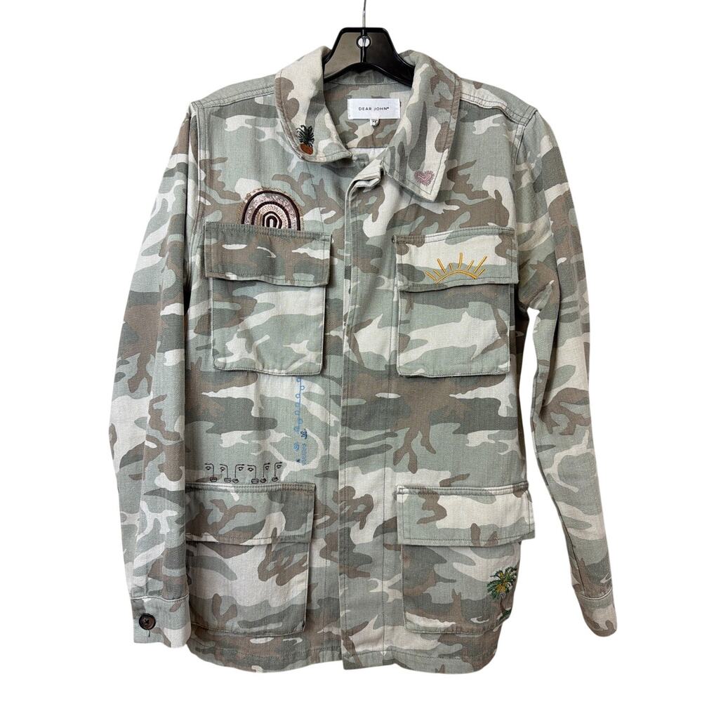 Dear John Multicolor Camo Embroidered Button Up Jacket Size XS